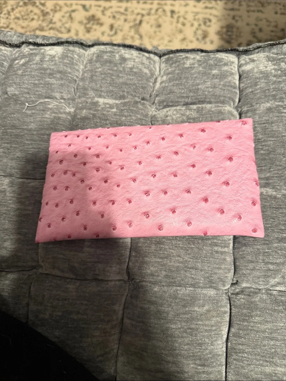 Makeup Junkie Pink Ostrich Pouch
